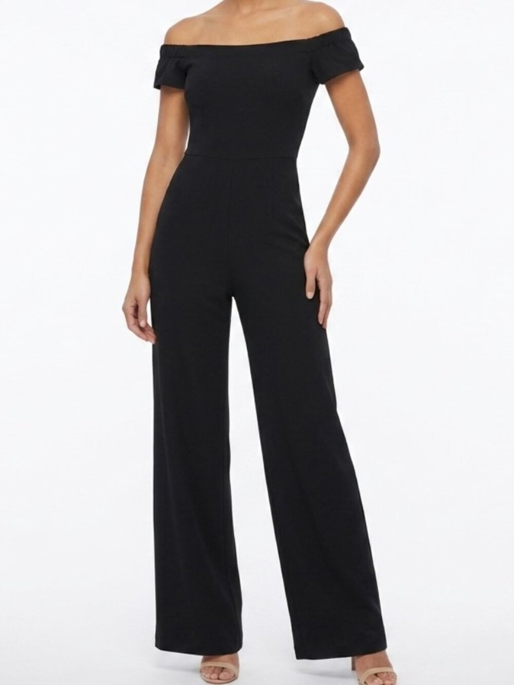 Velvet Torch Women's Jumpsuit S Black Wide Leg Off the Shoulder Short Sleeve NWT